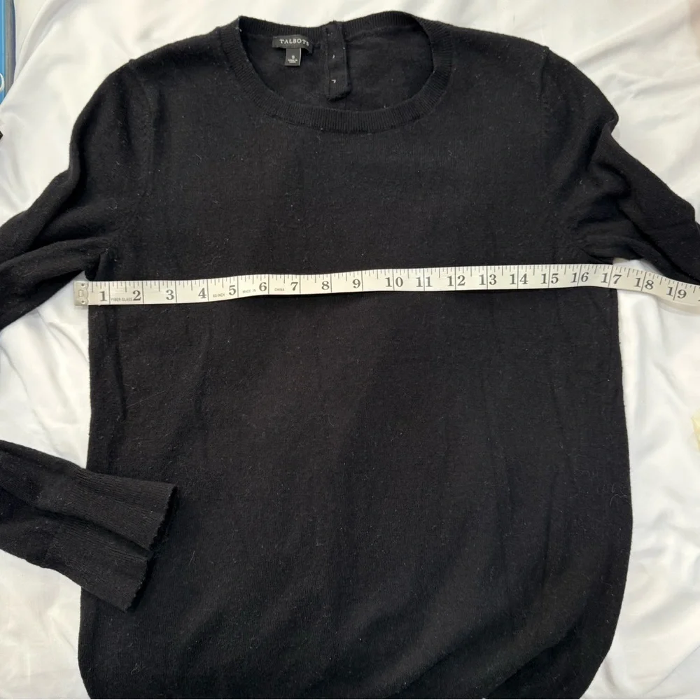 Talbots Black Long Sleeve bell shaped cuffs knit sweater Top size S - Picture 10 of 11